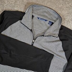 Cutter & Buck Men's Golf Quarter Zip Black White‎ Micro Stripe Pullover Size 2XL